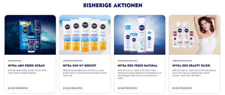 Bisherige Tests von Nivea