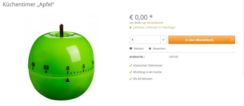 Eieruhr in Apfelform von Jungborn