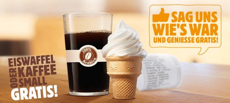 Gratis Eis oder Kaffee bei Burger King erhalten