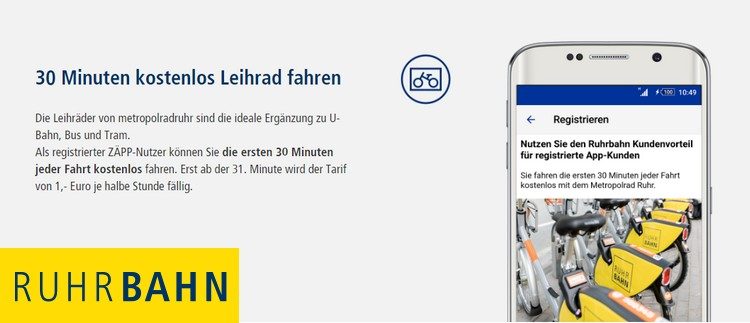 Ruhrbahn App Leihrad kostenlos