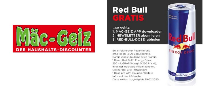 Mäc Geiz App gratis Red Bull