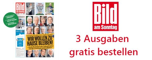 🗞 BILD am Sonntag gratis testen 3x BamS kostenlos lesen