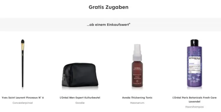 Gratis Zugaben bei Flaconi