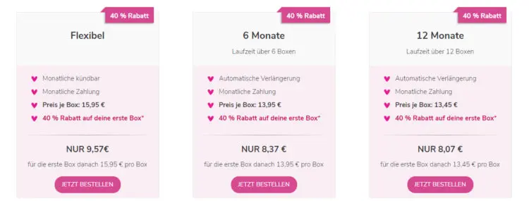 Abo-Preise für Pink Box