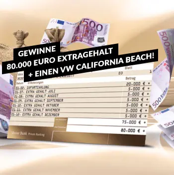 80.000€ Extra-Gehalt   VW California Beach bei GewinnArena abstauben