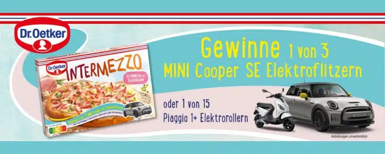 MINI Cooper SE oder Piaggio 1+ Elektroroller bei Dr. Oetker gewinnen