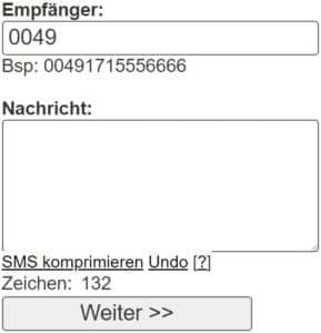 Free SMS Textfeld