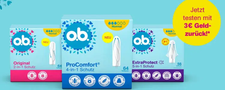 3€ Cashback auf o.b. Tampons