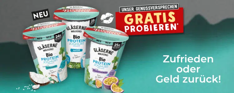 Gläserne Molkerei Proteinjoghurt testen