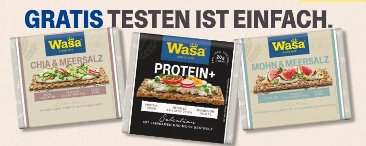 Wasa Knäckebrot in drei unterschiedlichen Sorten
