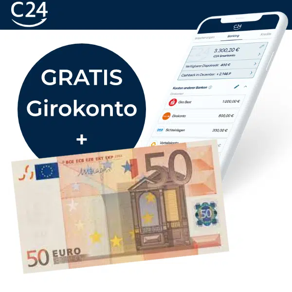 50€ Startguthaben Gratis C24 Smart Girokonto eröffnen