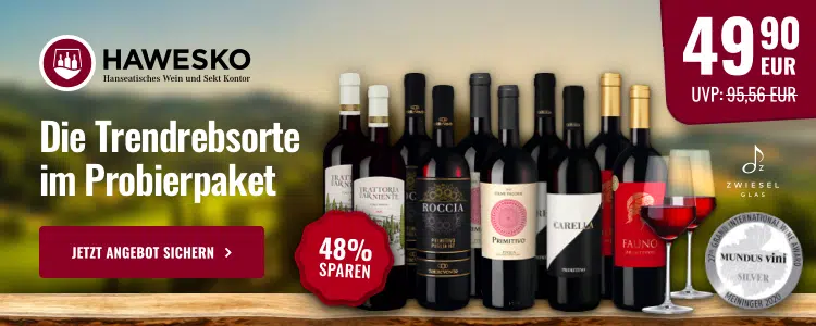 Hawesko Wein-Deal: 10 Flaschen Rotwein + Weingläser für 49,90€