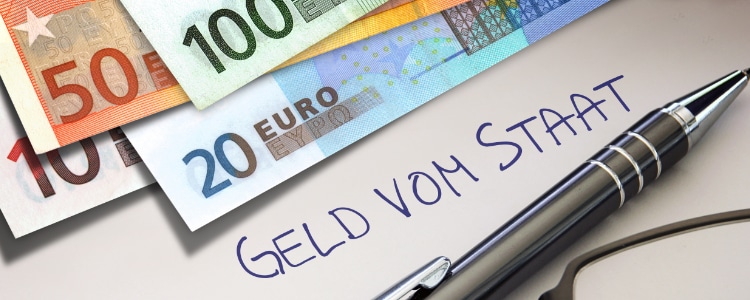Euroscheine, Stift; Geld vom Staat