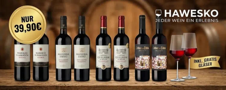 Rotwein-Angebot mit gratis Gläsern bei Hawesko