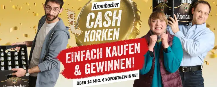 Krombacher Kronkorken Gewinnspiel Cash-Korken Aktion 2023