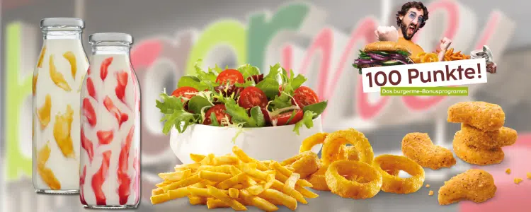 burgerME Bonusprogramm, Milkshakes, Pommes, Nuggets, Salat