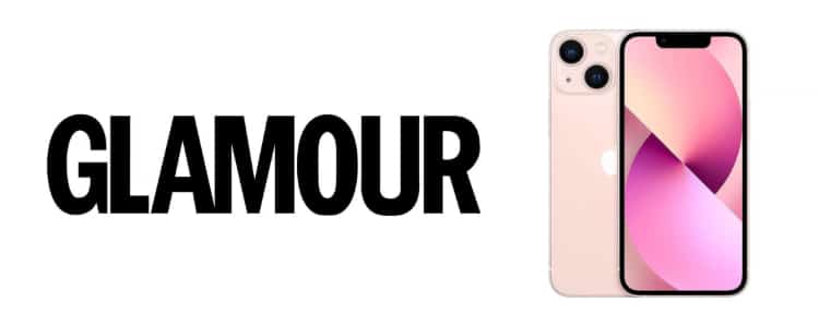 Apple iPhone 13 Vorder- und Rückansicht + Glamour-Logo