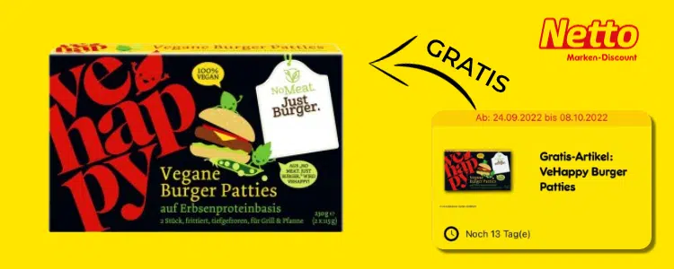 vegane Burger Pattys gratis bei Netto