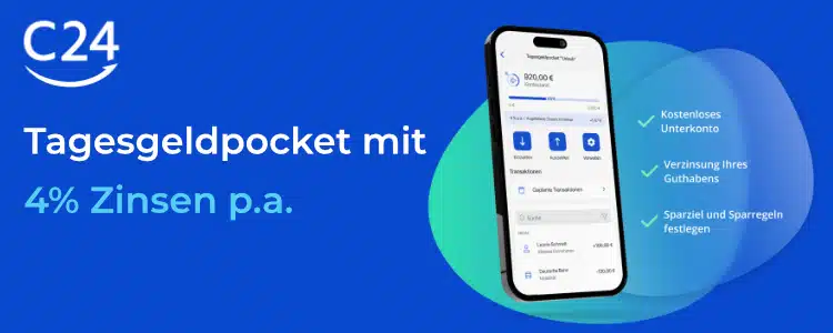 c24 Tagesgeldpocket mit 4% Zinsen