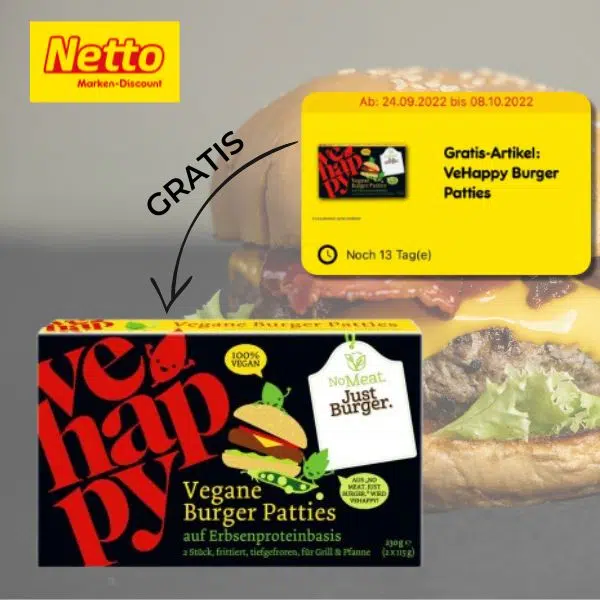 Gratis vegane BurgerPatties mit der Netto MarkenDiscountApp