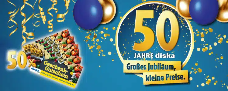 diska Gewinnspiel; 50 Gutscheine im Wert von je 50€ gewinnen