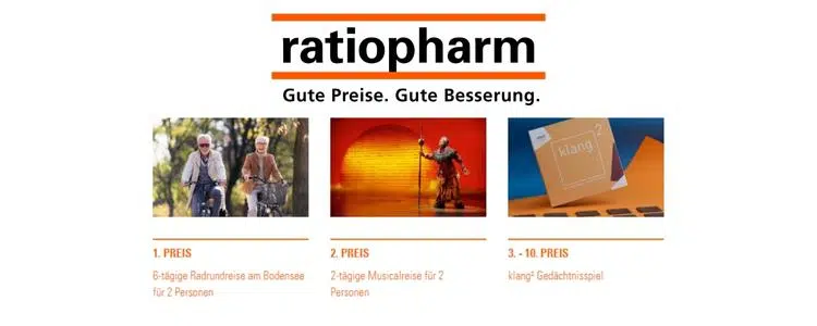 ratiopharm verlost tolle Preise beim 