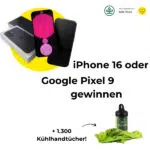 AOK Gewinnspiel; iPhone 16, Google Pixel 9; Kühlhandtücher