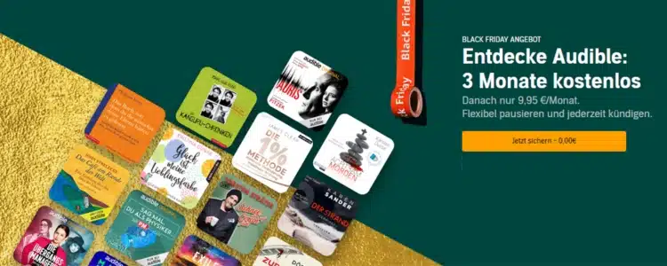 Audible Angebot Black Friday 2023 - 3 Monate gratis testen