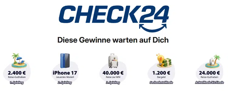Gewinne beim Tippspiel von CHECK24