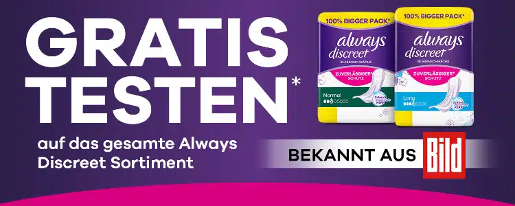 Always discreet bei Blasenschwäche gratis testen