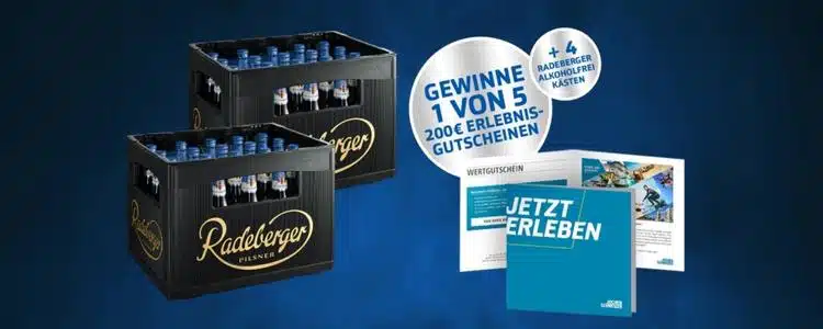 Radeberger verlost Erlebnis-Gutscheine und Kästen Radeberger Alkoholfrei