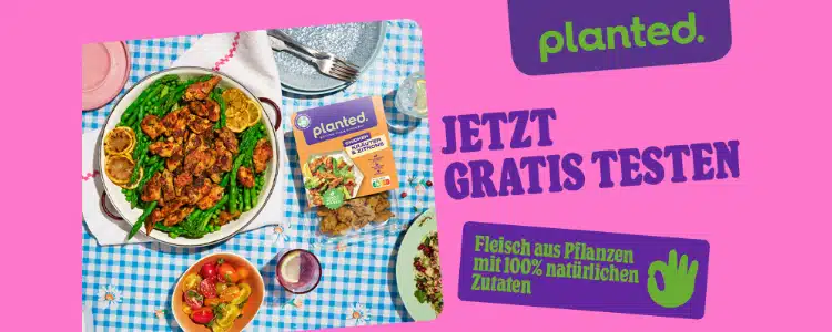 planted Produkte gratis testen; Planted Produkt auf Tisch