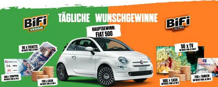 Fiat 500 und mehr beim BiFi-Gewinnspiel abräumen