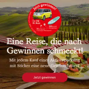 Hilcona Gewinnspiel; Aktionspackung kaufen; VW ID. Buzz gewinnen;