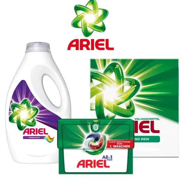 Ariel gratis testen: PODS, Flüssig-& Pulver-Waschmittel