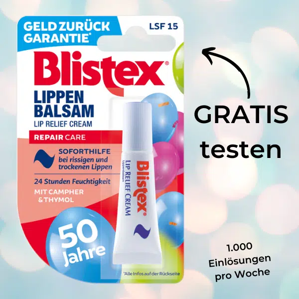 Blistex gratis testen: Wöchentlich 1.000 Einlösungen verfügbar
