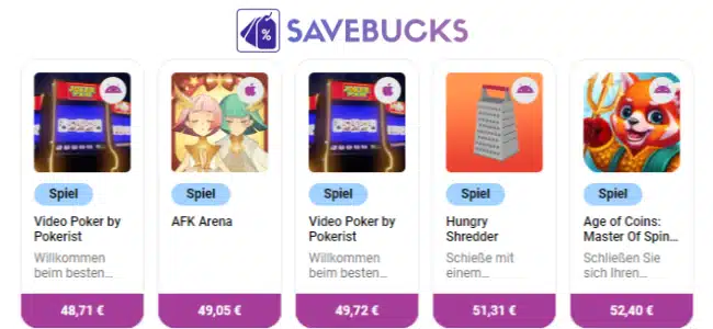 Savebucks Spiele