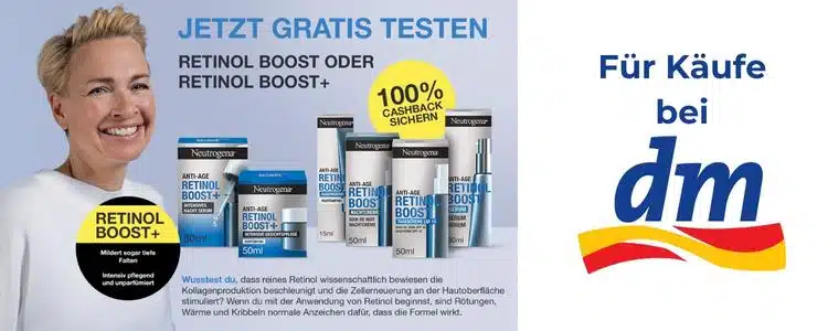 dm: Neutrogena Retinol Boost und Retinol Boost + gratis testen