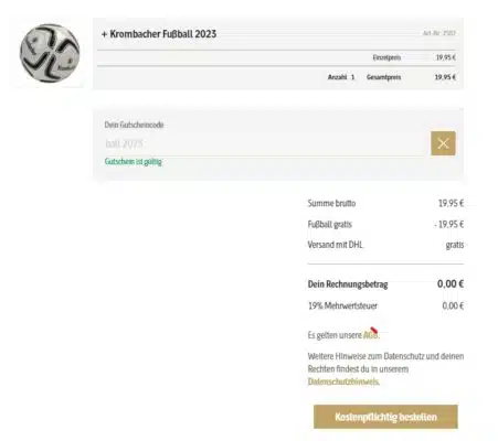 Krombacher Fußball gratis 