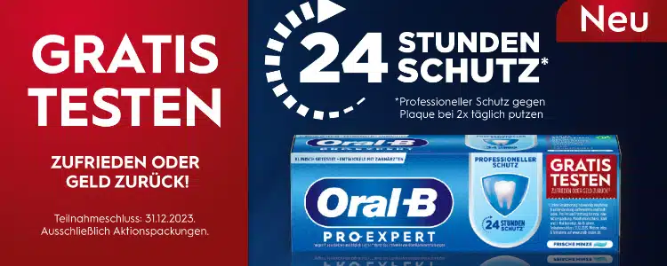 Oral B Pro Expert gratis testen; 24 Stunden Schutz