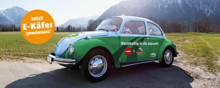 VW E-Käfer gewinnen Penny-Newsletter