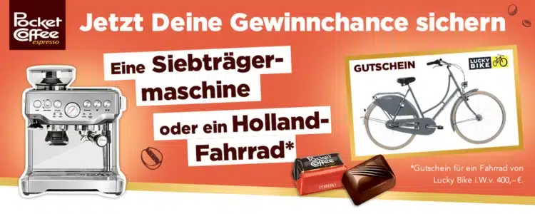 Pocket Coffee Gewinnspiel Siebträgermaschine Holland-Fahrrad