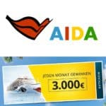 AIDA Gewinnspiel monatlich 3.000€ Reisegutschein gewinnen