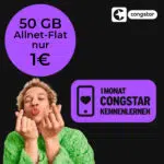 Congstar-Angebot; 50 GB-Flat für 1€