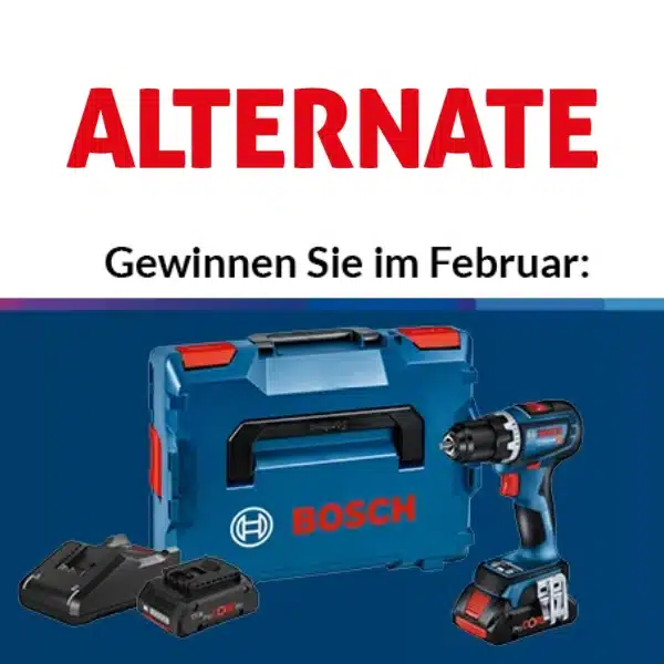 ALTERNATE Gewinnspiel Bosch AkkuBohrschrauber sichern