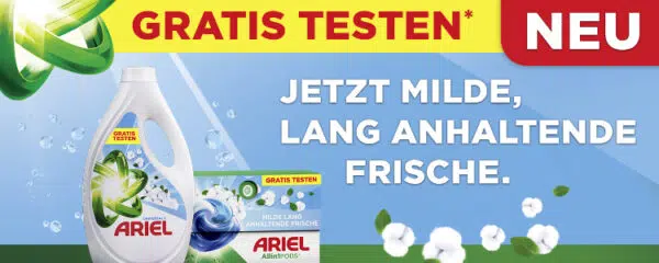 Ariel gratis testen: Geld zurück für Frische Baumwollblüte