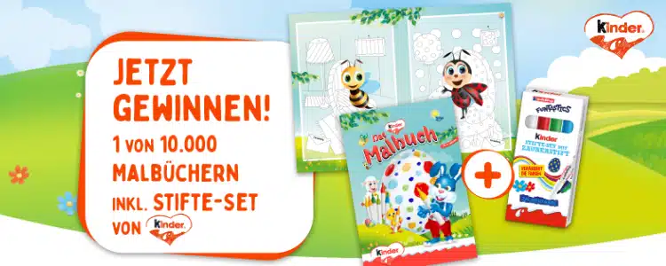 Ferrero kinder Osterhase kaufen; Malbuch gewinnen