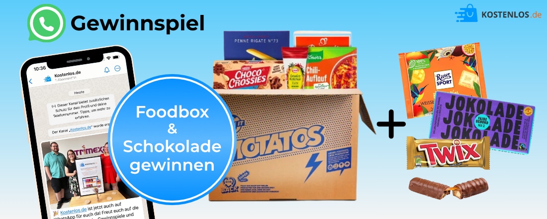 Foodbox + Schokolade gewinnen; Whatsapp Kostenlos.de