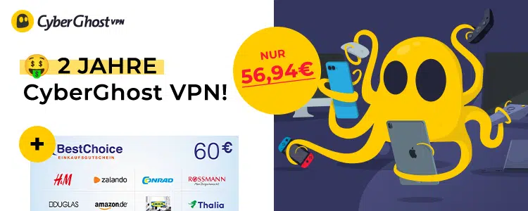 Cyberghost effektiv kostenlos; Oktopus mit vielen Geräten