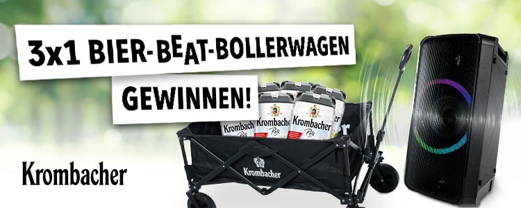 Krombacher Gewinnspiel Bier-Beat-Bollerwagen